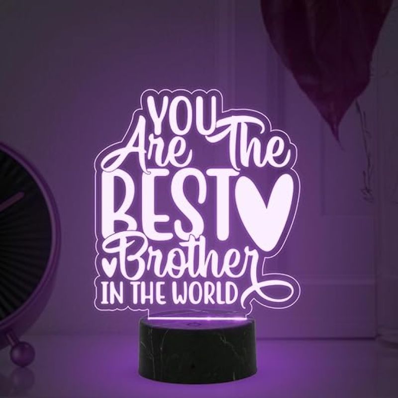 You are The Best Brother in The World Engraved Night Lamp with Multicolored Light Best Birthday Gift for Brother , Raksha Bandhan Gift for Bhai
