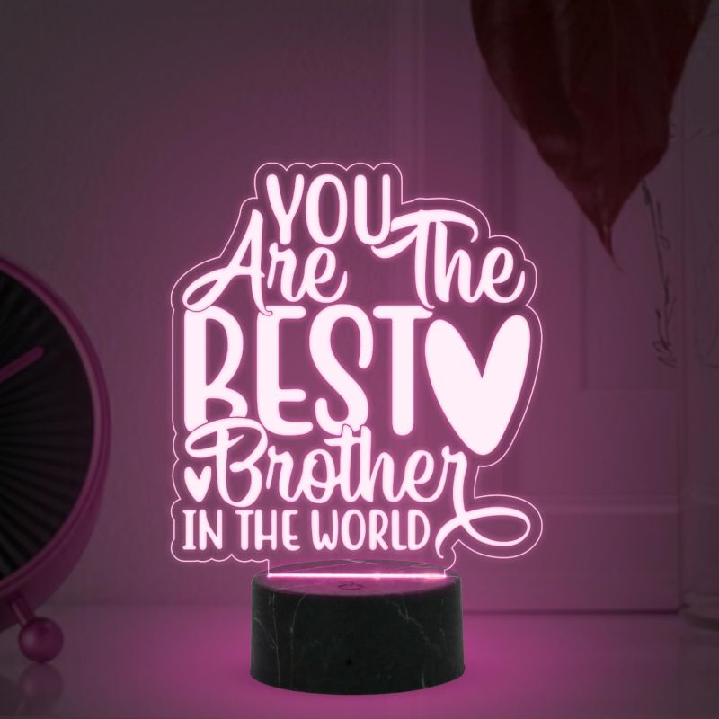 You are The Best Brother in The World Engraved Night Lamp with Multicolored Light Best Birthday Gift for Brother , Raksha Bandhan Gift for Bhai