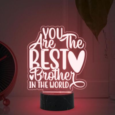 You are The Best Brother in The World Engraved Night Lamp with Multicolored Light Best Birthday Gift for Brother , Raksha Bandhan Gift for Bhai