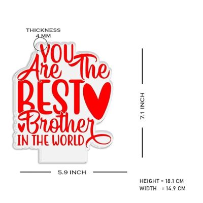You are The Best Brother in The World Engraved Night Lamp with Multicolored Light Best Birthday Gift for Brother , Raksha Bandhan Gift for Bhai