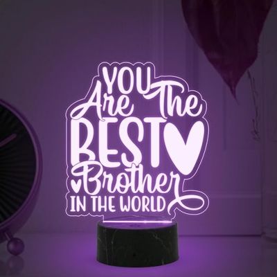 You are The Best Brother in The World Engraved Night Lamp with Multicolored Light Best Birthday Gift for Brother , Raksha Bandhan Gift for Bhai