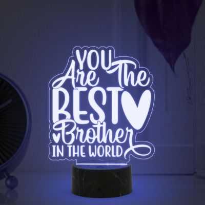 You are The Best Brother in The World Engraved Night Lamp with Multicolored Light Best Birthday Gift for Brother , Raksha Bandhan Gift for Bhai