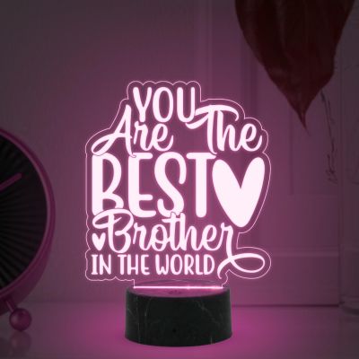 You are The Best Brother in The World Engraved Night Lamp with Multicolored Light Best Birthday Gift for Brother , Raksha Bandhan Gift for Bhai