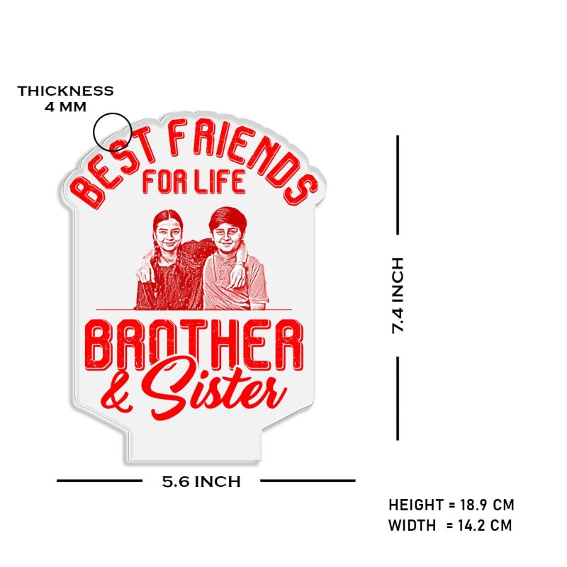 Best Friends for Life Brother & Sister Engraved Night Lamp with Multicolored Light Customized with Photo Gift for Raksha Bandhan , Birthday Gift for Sister from Brother
