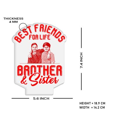 Best Friends for Life Brother & Sister Engraved Night Lamp with Multicolored Light Customized with Photo Gift for Raksha Bandhan , Birthday Gift for Sister from Brother