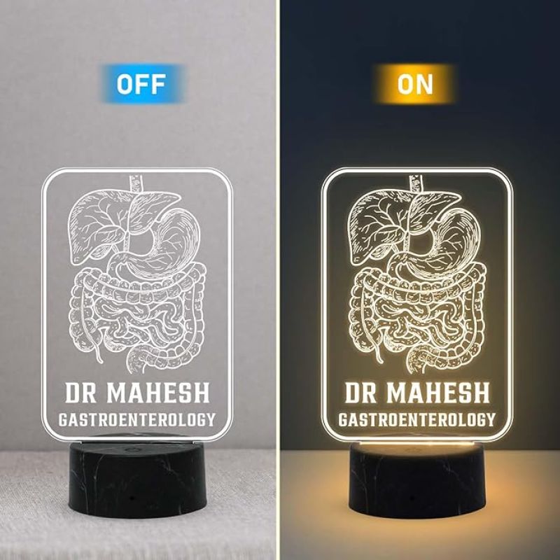 Personalized Gastroenterologist night lamp with Warm White Light Customized with Name Thankyou Gift for Gastroenterologist Doctor Clinic Decor