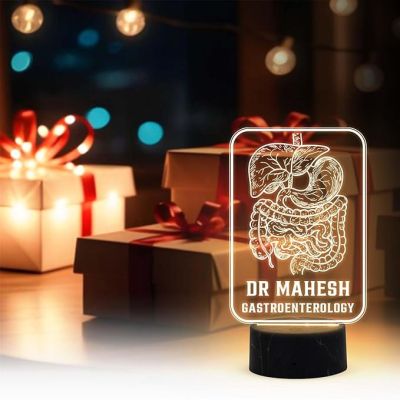 Personalized Gastroenterologist night lamp with Warm White Light Customized with Name Thankyou Gift for Gastroenterologist Doctor Clinic Decor
