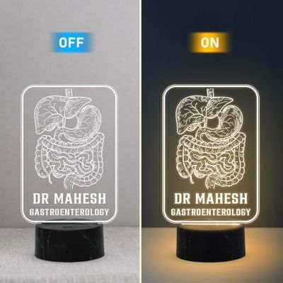 Personalized Gastroenterologist night lamp with Warm White Light Customized with Name Thankyou Gift for Gastroenterologist Doctor Clinic Decor