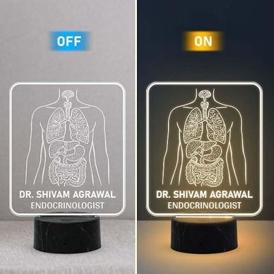 Personalized Endocrinology night lamp with Warm White Light Customized with Name Gift for Medical Student, Medical Office Decor