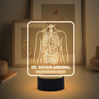 Personalized Endocrinology night lamp with Warm White Light Customized with Name Gift for Medical Student, Medical Office Decor