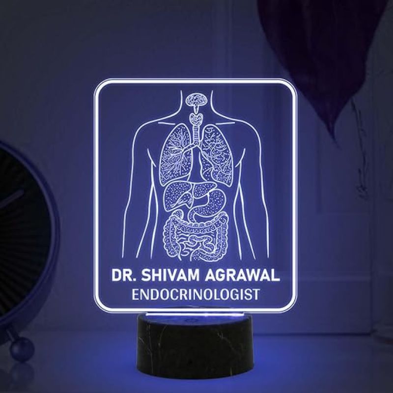 Personalized Endocrinology night lamp with Automatic Color Changing Light Customized with Name Gift for Medical Student, Medical Office Decor