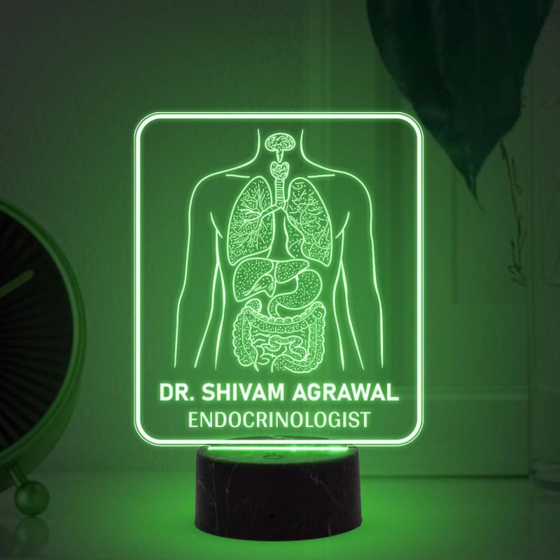Personalized Endocrinology night lamp with Automatic Color Changing Light Customized with Name Gift for Medical Student, Medical Office Decor