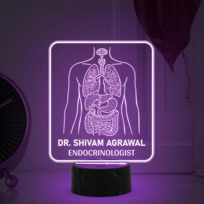 Personalized Endocrinology night lamp with Automatic Color Changing Light Customized with Name Gift for Medical Student, Medical Office Decor