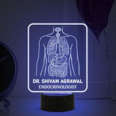 Personalized Endocrinology night lamp with Automatic Color Changing Light Customized with Name Gift for Medical Student, Medical Office Decor