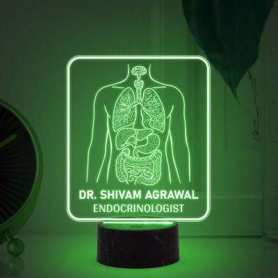 Personalized Endocrinology night lamp with Automatic Color Changing Light Customized with Name Gift for Medical Student, Medical Office Decor