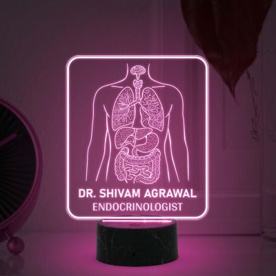 Personalized Endocrinology night lamp with Automatic Color Changing Light Customized with Name Gift for Medical Student, Medical Office Decor