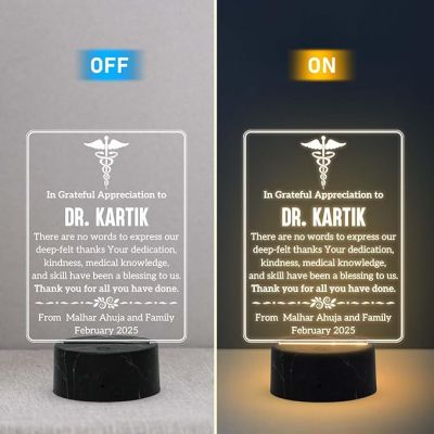 Personalized Doctor night lamp with Warm White Light Customized with Name Thankyou Gift for Physicians, Gynecologist, Physiotherapist