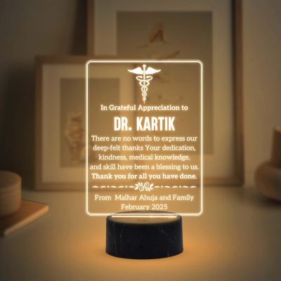 Personalized Doctor night lamp with Warm White Light Customized with Name Thankyou Gift for Physicians, Gynecologist, Physiotherapist
