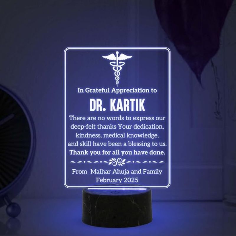 Personalized Doctor night lamp with Multicolored Light Customized with Name  Thankyou Gift for Physicians, Gynecologist, Physiotherapist