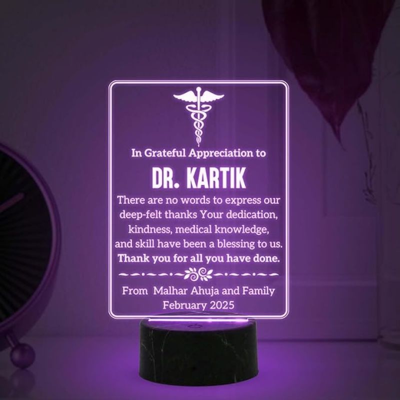 Personalized Doctor night lamp with Multicolored Light Customized with Name  Thankyou Gift for Physicians, Gynecologist, Physiotherapist