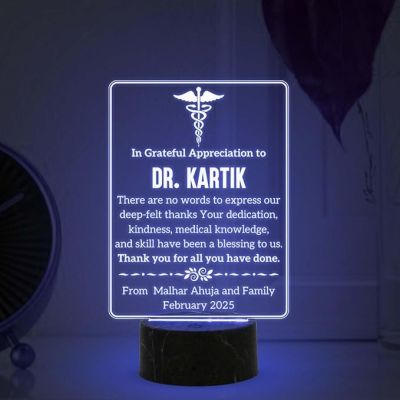 Personalized Doctor night lamp with Multicolored Light Customized with Name  Thankyou Gift for Physicians, Gynecologist, Physiotherapist