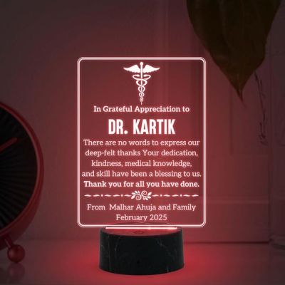 Personalized Doctor night lamp with Multicolored Light Customized with Name  Thankyou Gift for Physicians, Gynecologist, Physiotherapist