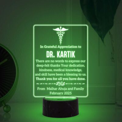 Personalized Doctor night lamp with Multicolored Light Customized with Name  Thankyou Gift for Physicians, Gynecologist, Physiotherapist