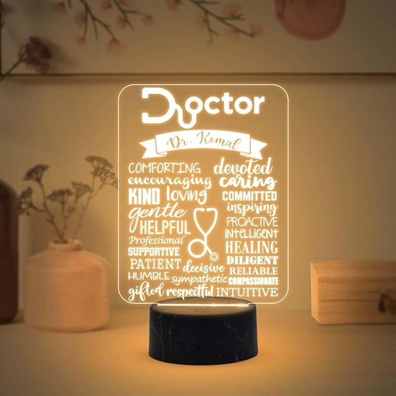 Personalized Doctor night lamp with Warm White Light Customized with Name Appreciation Gift for Doctor, Thankyou Gift for Doctor