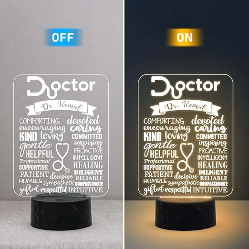 Personalized Doctor night lamp with Warm White Light Customized with Name Appreciation Gift for Doctor, Thankyou Gift for Doctor
