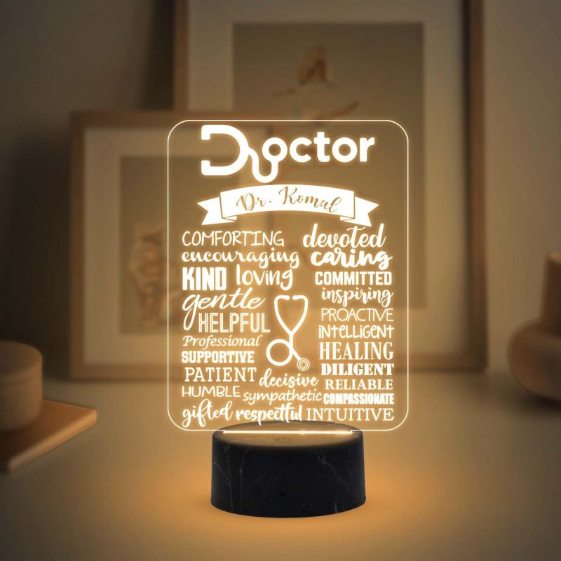 Personalized Doctor night lamp with Warm White Light Customized with Name Appreciation Gift for Doctor, Thankyou Gift for Doctor