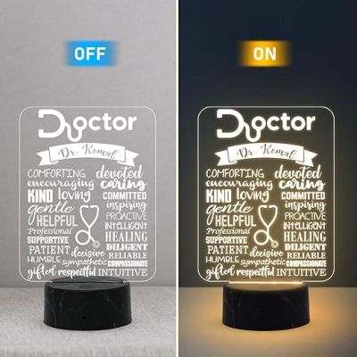 Personalized Doctor night lamp with Warm White Light Customized with Name Appreciation Gift for Doctor, Thankyou Gift for Doctor