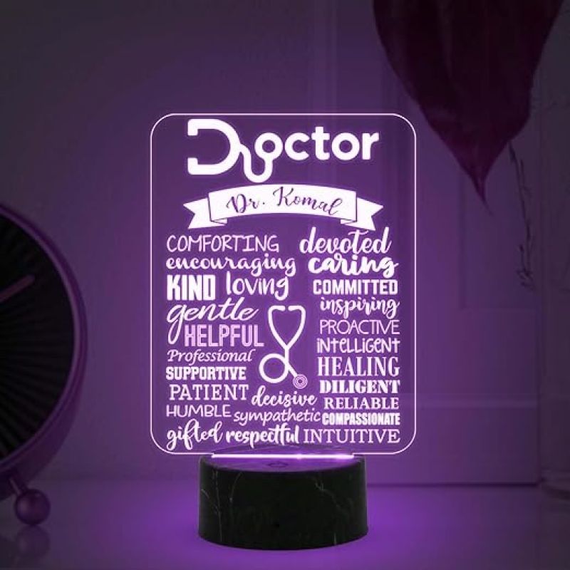 Personalized Doctor night lamp with Automatic Color Changing Light Customized with Name Appreciation Gift for Doctor , Thankyou Gift for Doctor