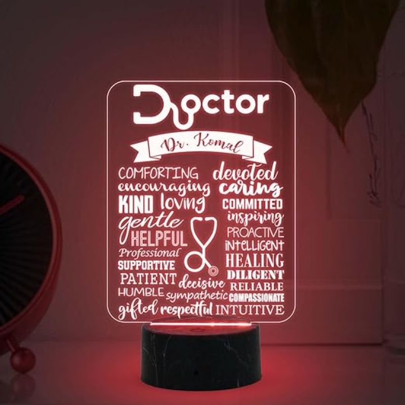 Personalized Doctor night lamp with Automatic Color Changing Light Customized with Name Appreciation Gift for Doctor , Thankyou Gift for Doctor