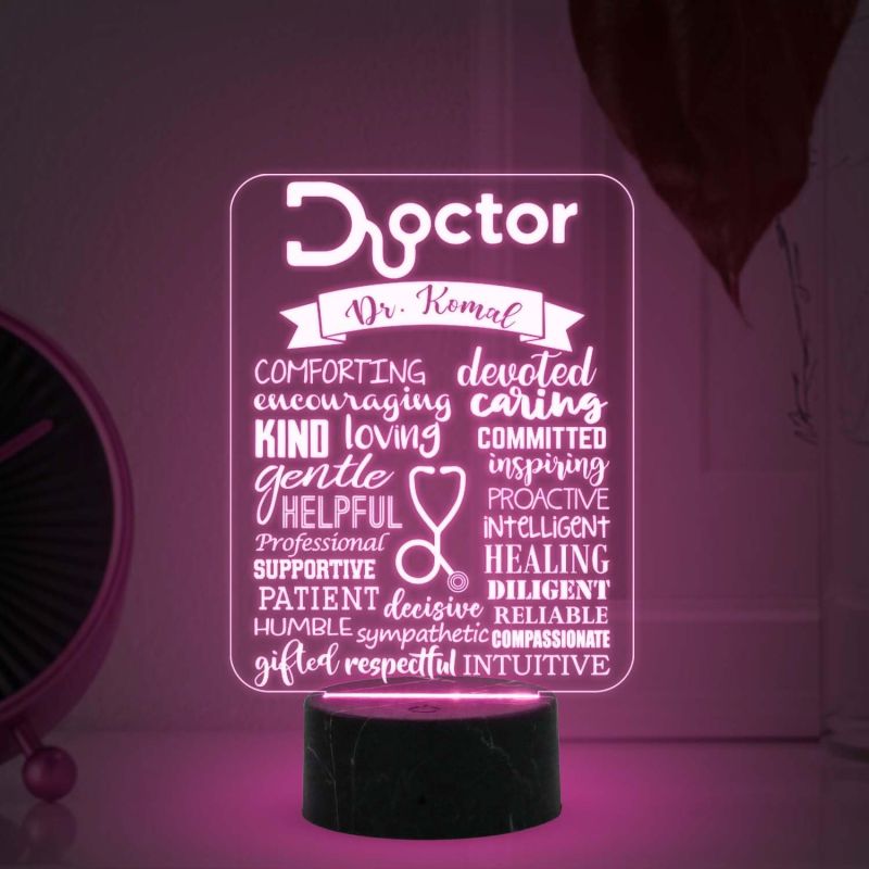 Personalized Doctor night lamp with Automatic Color Changing Light Customized with Name Appreciation Gift for Doctor , Thankyou Gift for Doctor
