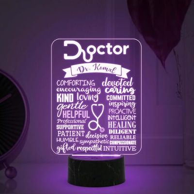 Personalized Doctor night lamp with Automatic Color Changing Light Customized with Name Appreciation Gift for Doctor , Thankyou Gift for Doctor