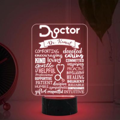 Personalized Doctor night lamp with Automatic Color Changing Light Customized with Name Appreciation Gift for Doctor , Thankyou Gift for Doctor