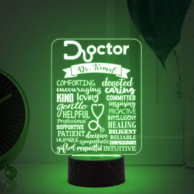 Personalized Doctor night lamp with Automatic Color Changing Light Customized with Name Appreciation Gift for Doctor , Thankyou Gift for Doctor