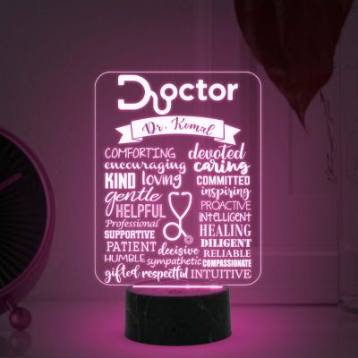 Personalized Doctor night lamp with Automatic Color Changing Light Customized with Name Appreciation Gift for Doctor , Thankyou Gift for Doctor