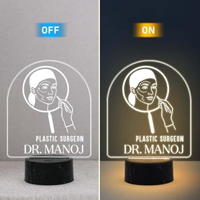 Personalized Plastic Surgeon Doctor night lamp with warm White Light Customized with Name Thankyou Gift for Plastic Surgeon Doctor Clinic Decor