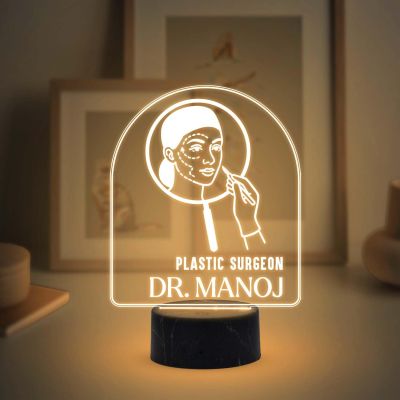 Personalized Plastic Surgeon Doctor night lamp with warm White Light Customized with Name Thankyou Gift for Plastic Surgeon Doctor Clinic Decor