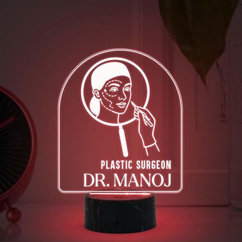 Personalized Plastic Surgeon Doctor night lamp with warm White Light Customized with Name Thankyou Gift for Plastic Surgeon Doctor Clinic Decor