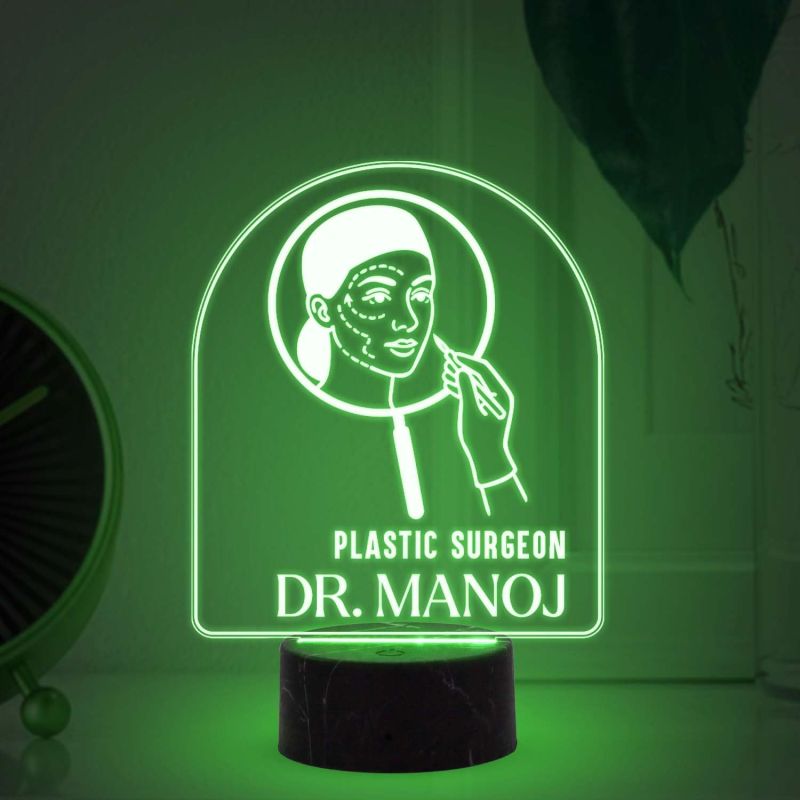 Personalized Plastic Surgeon Doctor night lamp with warm White Light Customized with Name Thankyou Gift for Plastic Surgeon Doctor Clinic Decor