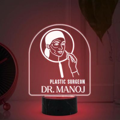Personalized Plastic Surgeon Doctor night lamp with warm White Light Customized with Name Thankyou Gift for Plastic Surgeon Doctor Clinic Decor