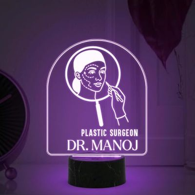 Personalized Plastic Surgeon Doctor night lamp with warm White Light Customized with Name Thankyou Gift for Plastic Surgeon Doctor Clinic Decor