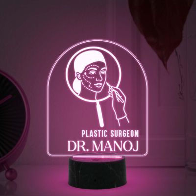Personalized Plastic Surgeon Doctor night lamp with warm White Light Customized with Name Thankyou Gift for Plastic Surgeon Doctor Clinic Decor
