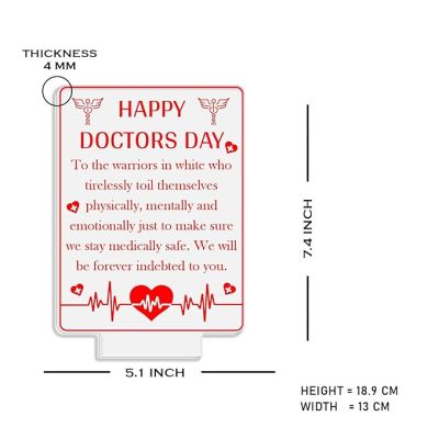 Happy Doctors Day Engraved night lamp with Warm White Light Gift for Doctor Day , Appreciation Gift for Doctor