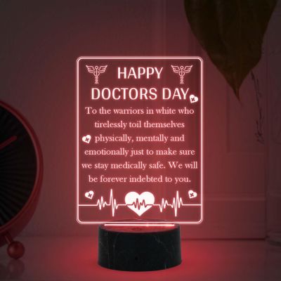 Happy Doctors Day Engraved night lamp with Multicolored Light Gift for Doctor Day , Appreciation Gift for Doctor