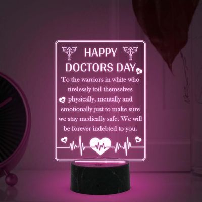 Happy Doctors Day Engraved night lamp with Multicolored Light Gift for Doctor Day , Appreciation Gift for Doctor