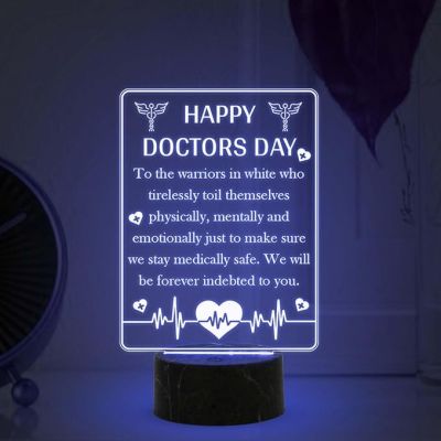 Happy Doctors Day Engraved night lamp with Multicolored Light Gift for Doctor Day , Appreciation Gift for Doctor