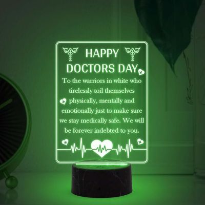 Happy Doctors Day Engraved night lamp with Multicolored Light Gift for Doctor Day , Appreciation Gift for Doctor